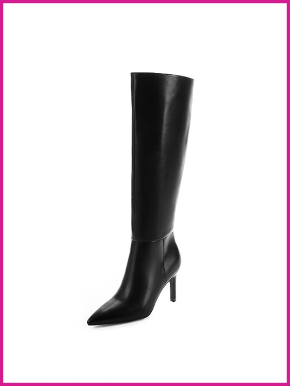 Knee High Boots Women Pointed Toe Stiletto Heel PU Leather Tall Boots